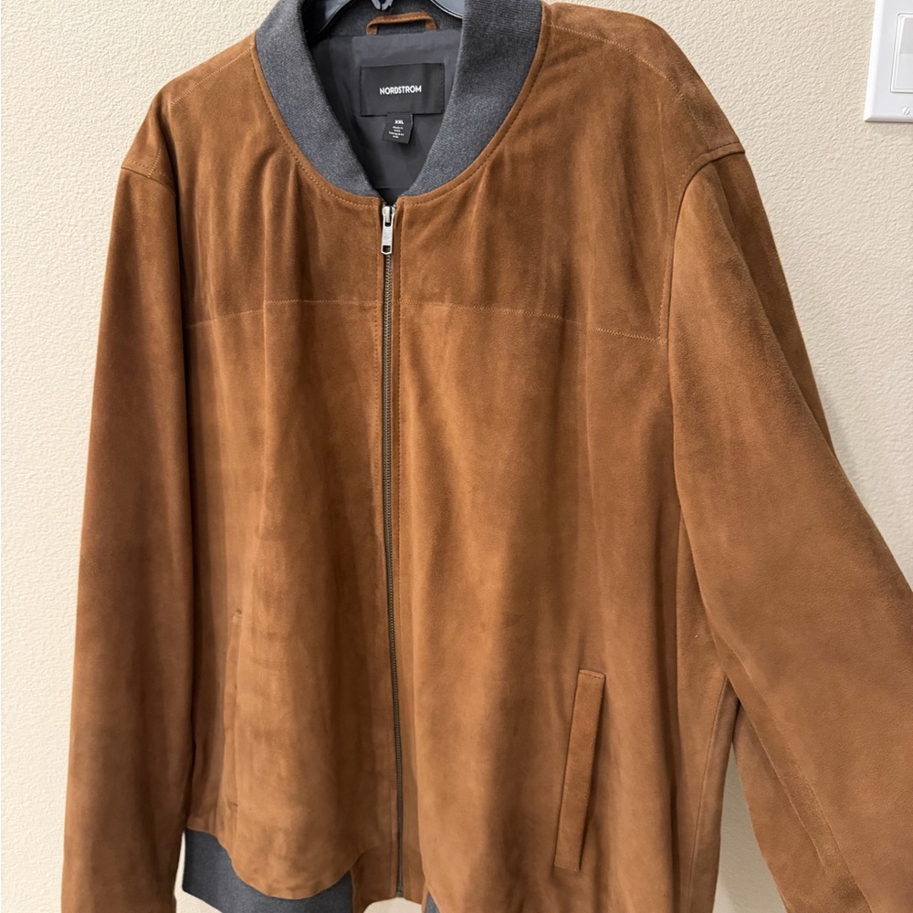 Nordstrom Men's Tan Suede Bomber Jacket